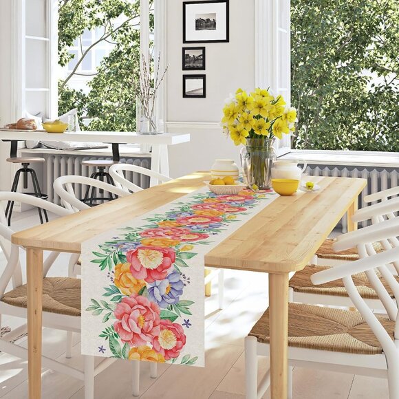 Farmhouse Floral Table Runner  13"X48" - Picture 1 of 6